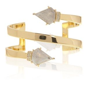 Luv AJ Coil Moonstone Wrap Triple Bangle Bracelet Gold Plated